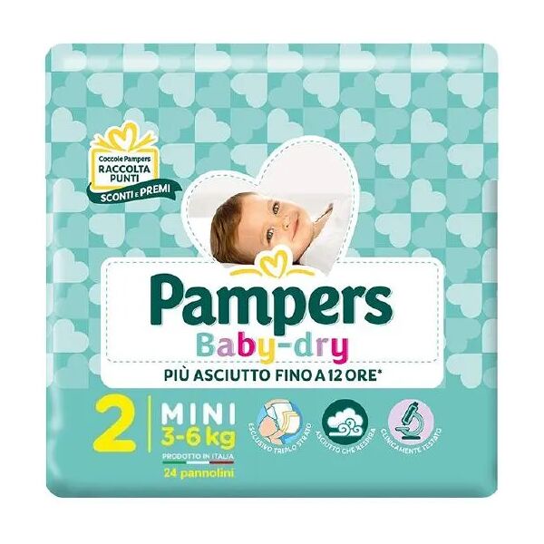 pampers baby dry mini pannolini taglia 2 (3-6 kg) 24 pezzi