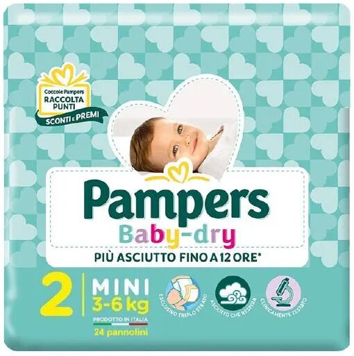 pampers baby dry mini pannolini taglia 2 (3-6 kg) 24 pezzi