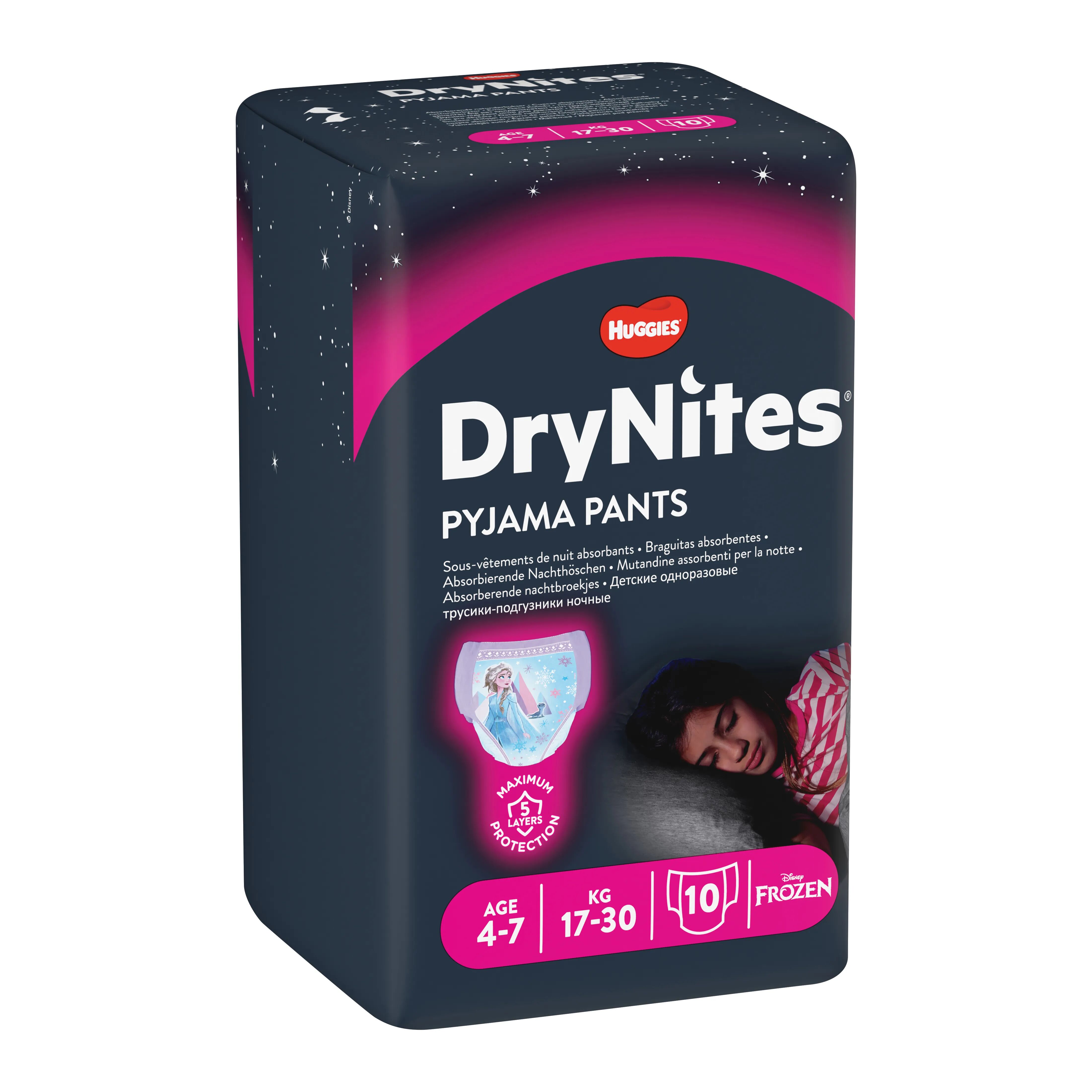 huggies drynites mutandine assorbenti bambina 4-7 anni 10 pezzi