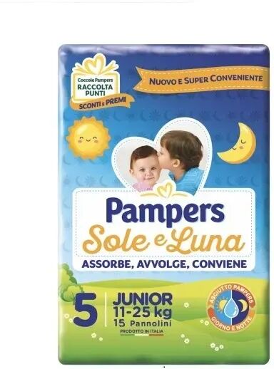 Pampers Sole&Luna Junior Pannolini Taglia 5 (11-25 Kg) 15 Pezzi