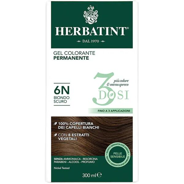 herbatint tintura capelli gel permanente 3dosi 6n biondo scuro 300 ml