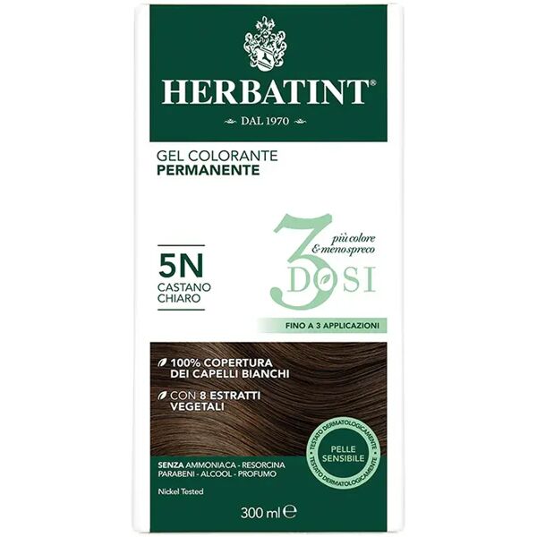 herbatint tintura capelli gel permanente 3dosi 5n castano chiaro 300 ml