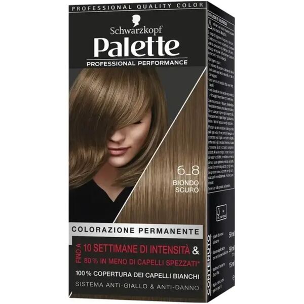 schwarzkopf palette professional colorazione permanente 6-8 biondo scuro 170g