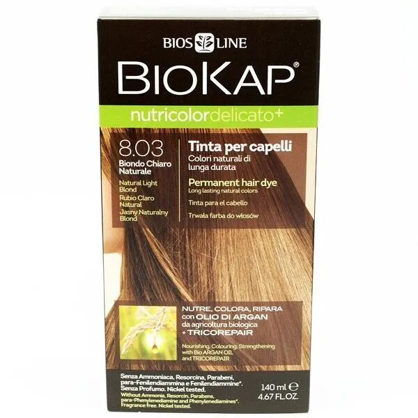 biokap nutricolor delicato 8.03 tinta per capelli biondo naturale