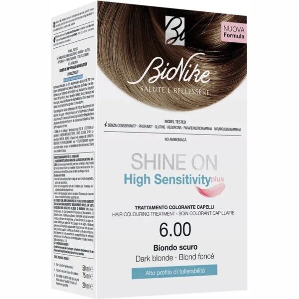 bionike shine on high sensitivity plus tintura per capelli biondo scuro 6.00