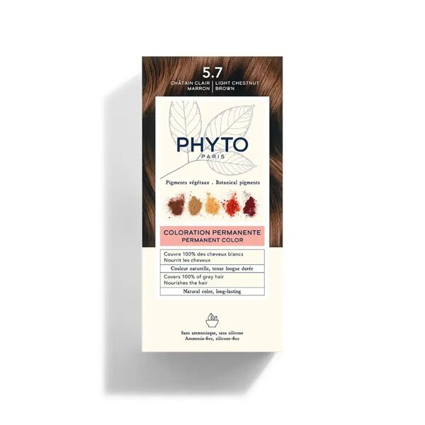 phyto paris phyto phytocolor 5.7 castano chiaro tabacco colorazione permanente per capelli kit tintura