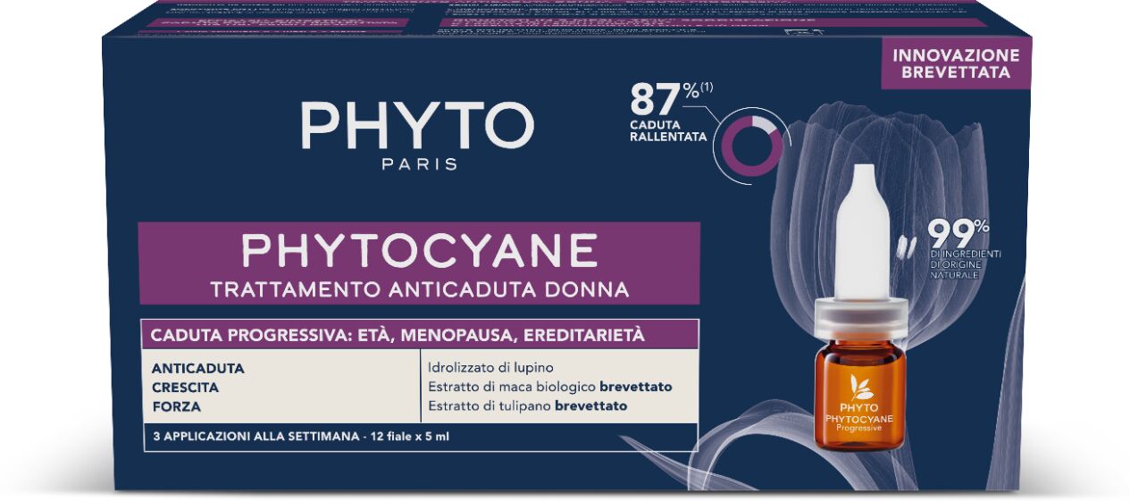 phyto paris phyto phytocyane fiale anti-caduta progressiva dei capelli - donna 12x5 ml