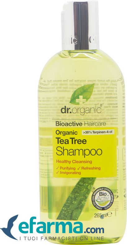 dr. organic tea tree shampoo riequilibrante capelli grassi e con forfora 265 ml