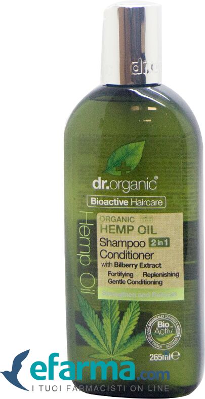 dr. organic hemp oil shampoo+balsamo ristrutturante all'olio di canapa 265 ml