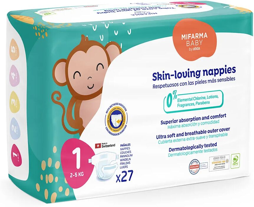 atida mifarma by baby pannolini neonato taglia 1 2-5kg 27 unità