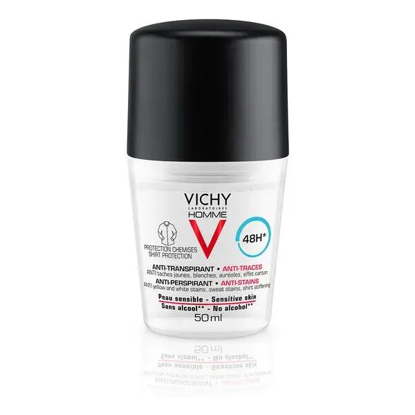 vichy homme deodorante anti-traspirante anti-macchie 48h pelle sensibile 50 ml