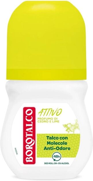 borotalco deodorante roll-on attivo giallo anti-odore senza alcool profumo di cedro e lime 50 ml