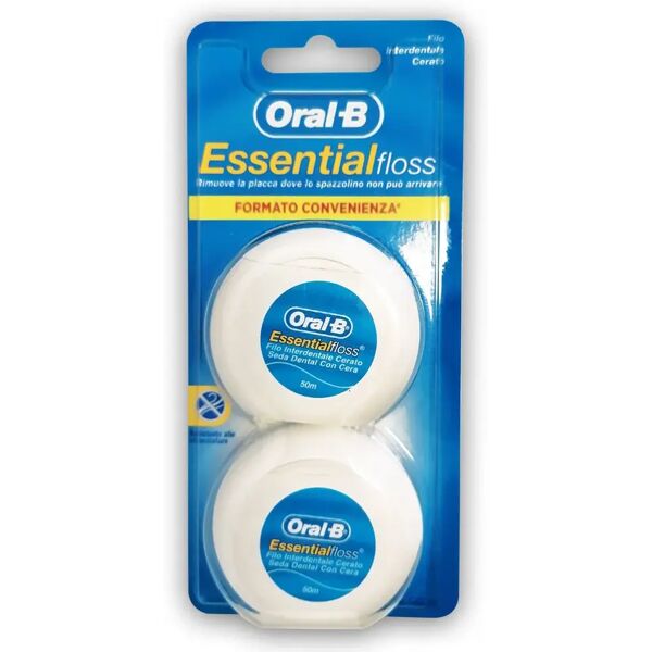 oral-b filo interdentale essential al sapore di menta bipacco 2x50m