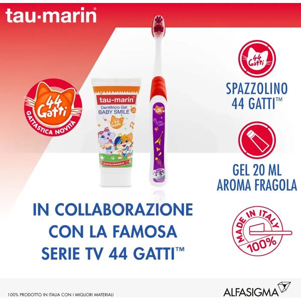 tau-marin baby smile dentifricio gel + spazzolino 2-6 anni edizione limitata 44 gatti