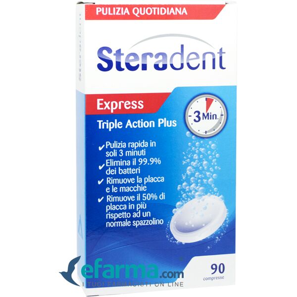 steradent tripla azione plus pulizia quotidiana dentiera 90 compresse