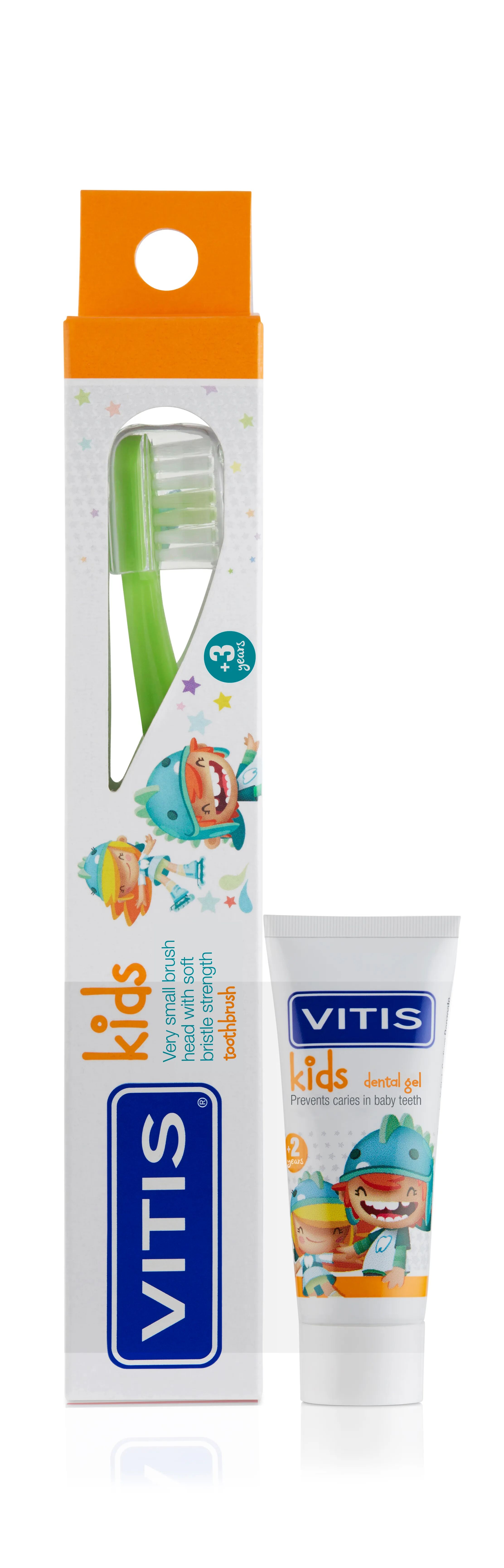 vitis kids spazzolino bambini +2 anni + gel dentifricio 8 ml