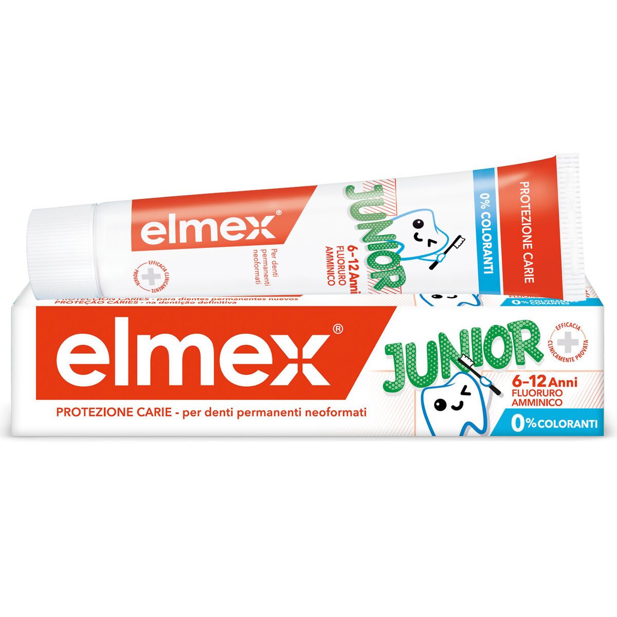 elmex junior dentifricio bambini 6-12 anni protezione carie 75 ml