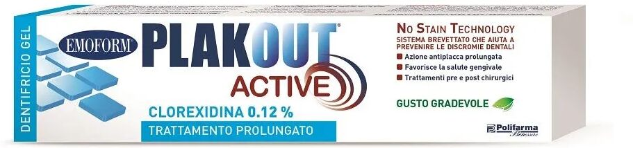 emoform plak out active dentifricio clorexidina 0,12% antiplacca e antibatterico 75 ml