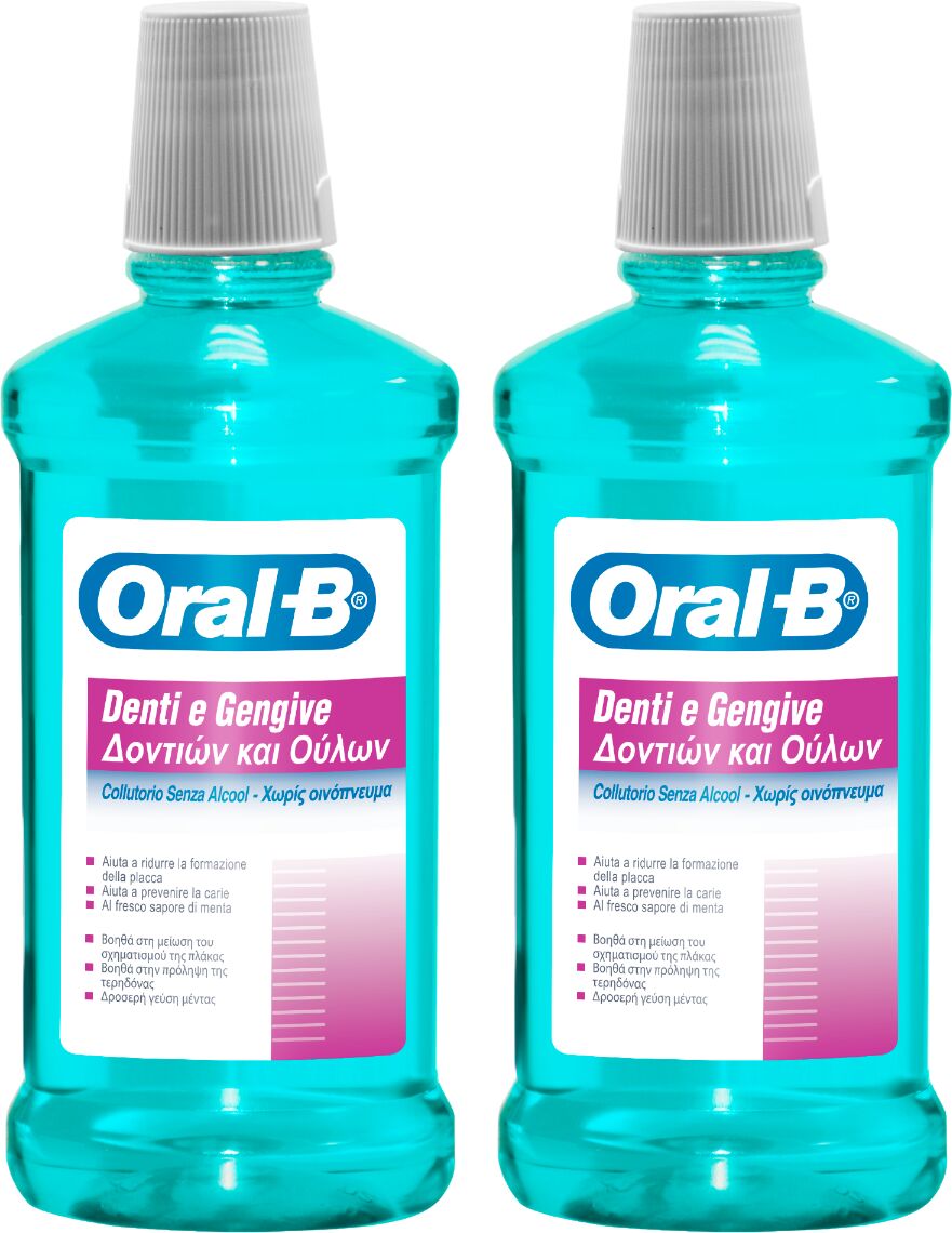 oral-b collutorio denti e gengive senza alcol 2x500 ml