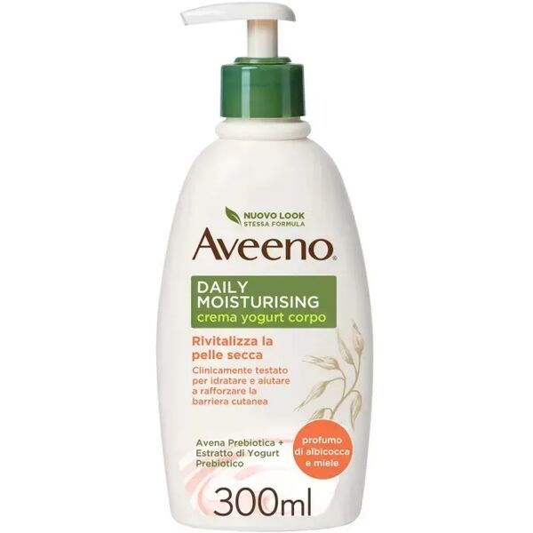 aveeno crema corpo idratante allo yogurt al profumo di miele e albicocca promo 300 ml