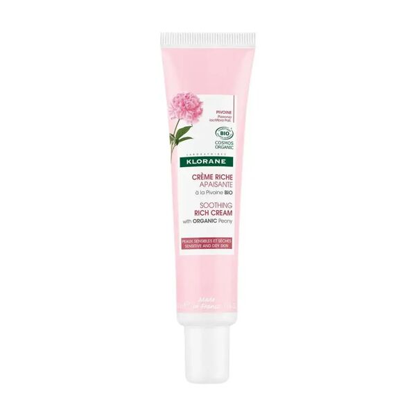 klorane crema ricca lenitiva alla peonia bio pelle sensibile e secca 40 ml