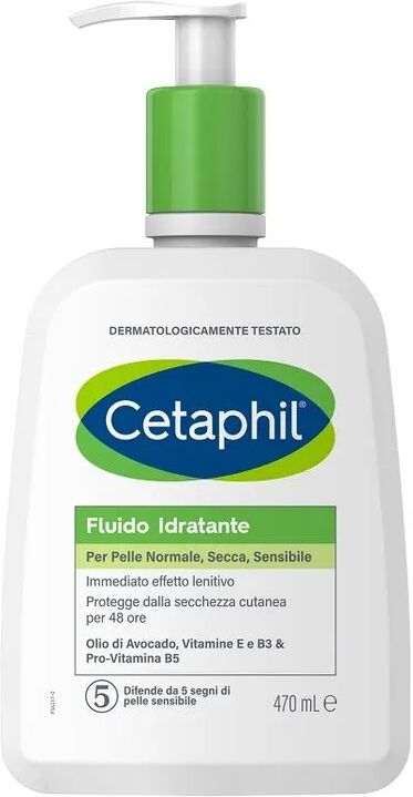 cetaphil fluido idratante crema corpo per pelle normale e secca, senza profumo 470 ml