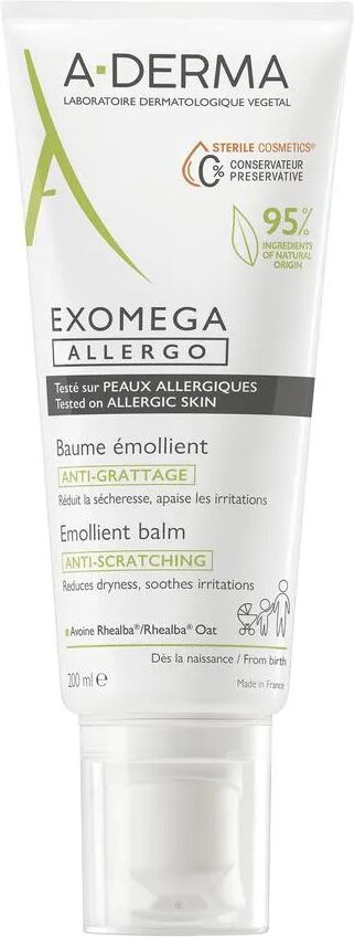 a-derma exomega allergo balsamo emolliente anti-grattage per pelle secca e a tendenza atopica 200 ml