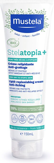 mustela stelatopia+ crema anti-prurito relipidante bio per pelle molto secca ad atopica 150 ml