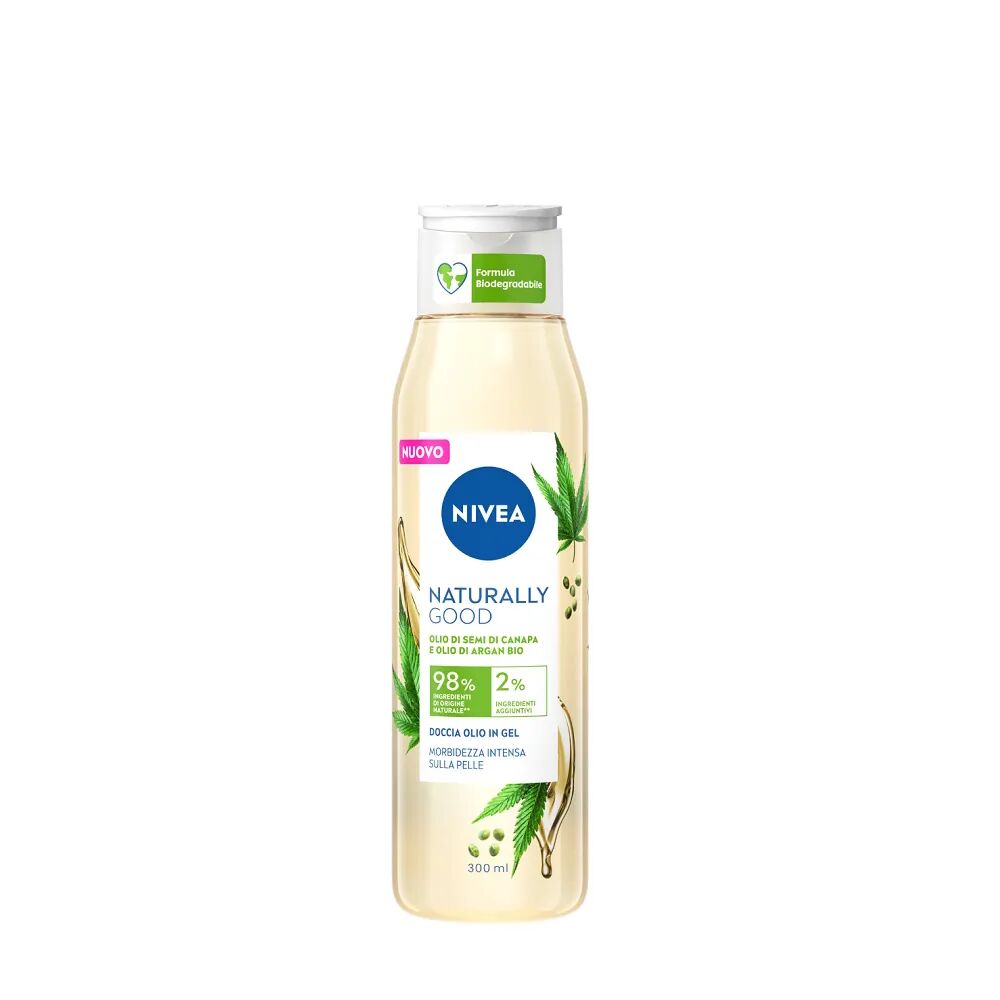 Nivea Naturally Good Doccia Olio in Gel Con Olio di Argan Bio e Semi di Canapa 300 ml