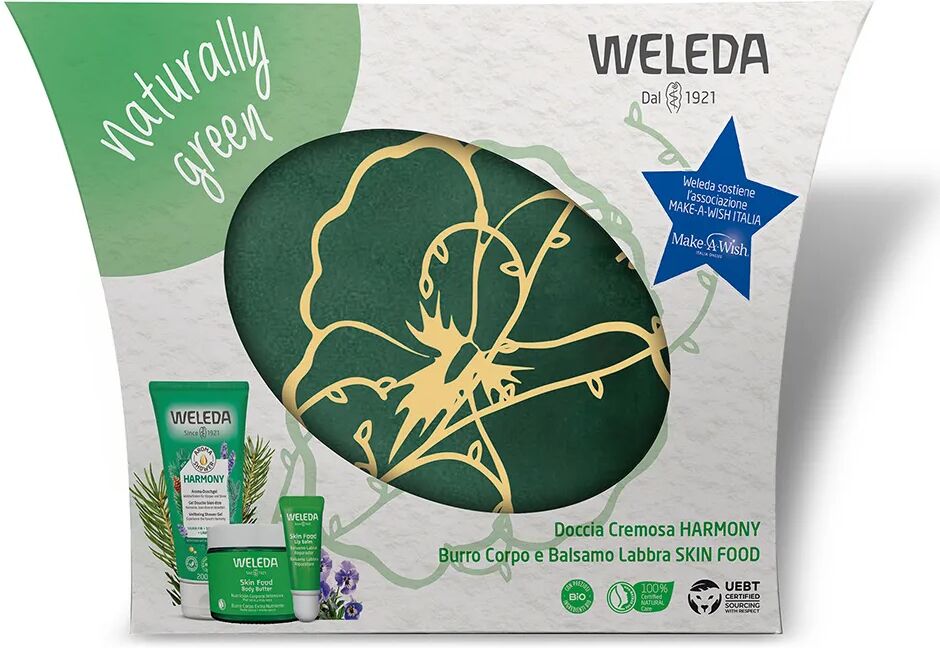 Weleda Cofanetto Naturally Green Crema Doccia + Burro Corpo + Balsamo Labbra