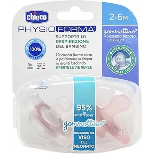 chicco gommottino physioforma rosa silicone 2-6 mesi 2 pezzi