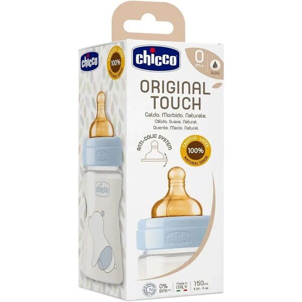 chicco biberon original touch caucciù boy 0m+ 150 ml