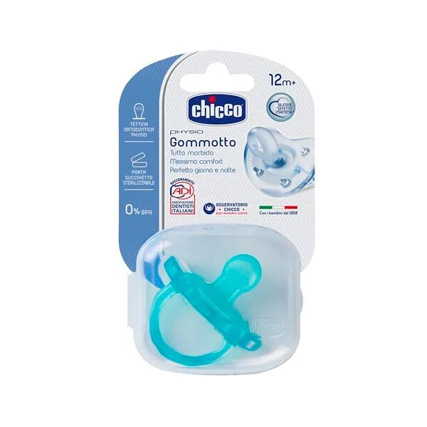 chicco physio soft gommotto ciuccio blu in silicone +12 mesi
