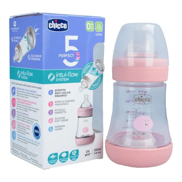 chicco biberon perfect 5 girl +0 m in silicone flusso lento 150 ml