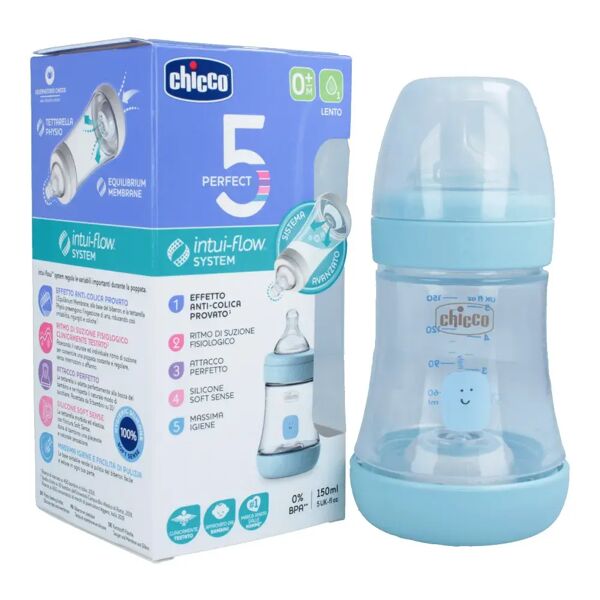 chicco biberon perfect 5 boy +0 m flusso lento 150 ml