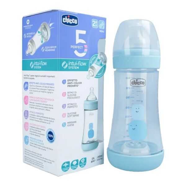 chicco biberon perfect 5 silicone flusso medio boy +2 mesi 240 ml