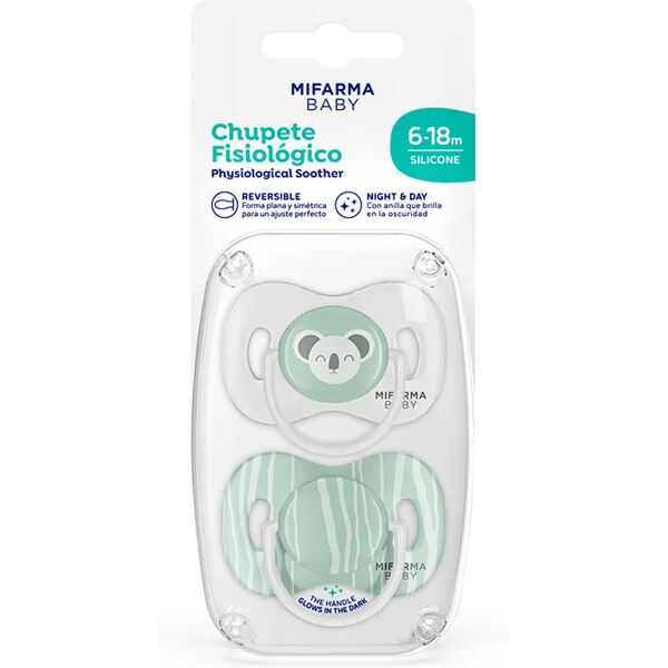 mifarma baby giorno & notte ciuccio silicone 6-18 mesi 2 unità