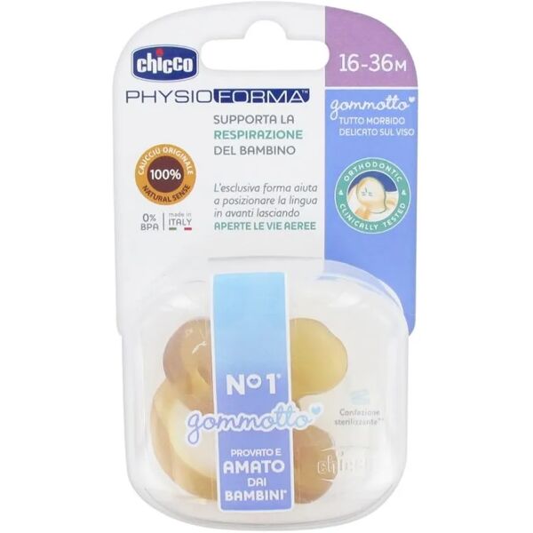 chicco physio soft gommotto ciuccio in lattice 16-36 mesi