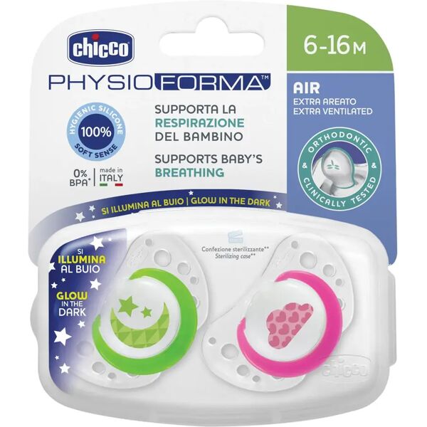 chicco succhietto air silicone luminoso 6-12m 2 pezzi