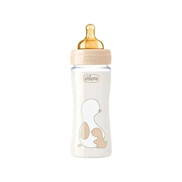 chicco biberon benessere vetro caucciù 0m+ flusso normale 240 ml