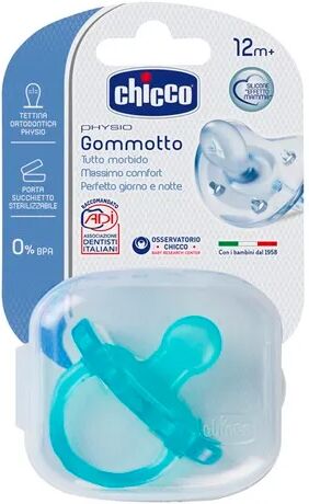 chicco physio soft gommotto ciuccio blu in silicone +12 mesi