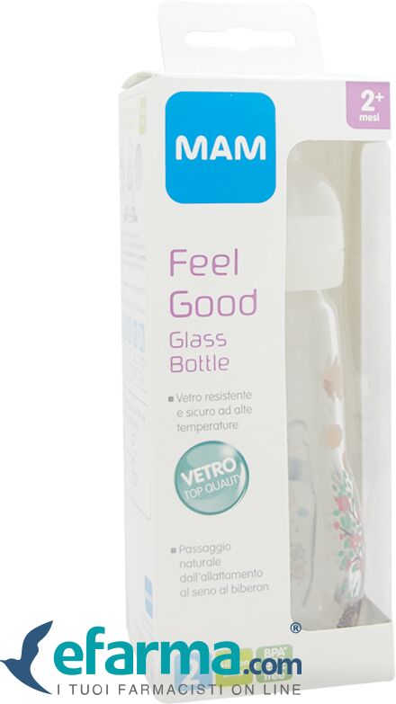 mam feel good biberon in vetro resistente alle alte temperature 260 ml