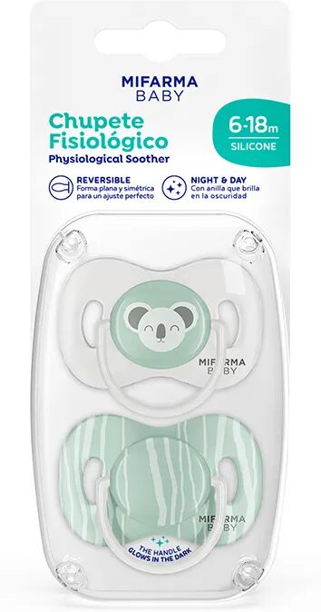 mifarma baby giorno & notte ciuccio silicone 6-18 mesi 2 unità