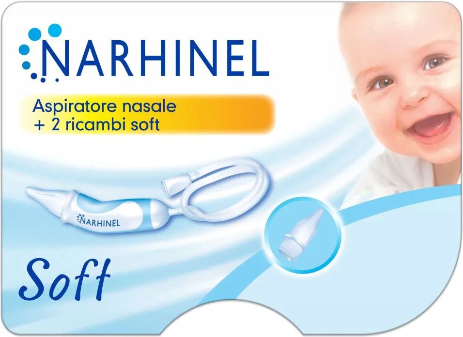 narhinel aspiratore nasale neonati e bambini soft con 2 ricambi soft con filtro assorbente