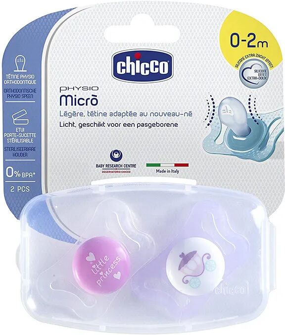 chicco succhietto physio micrò girl silicone 0-2 mesi 2 pezzi