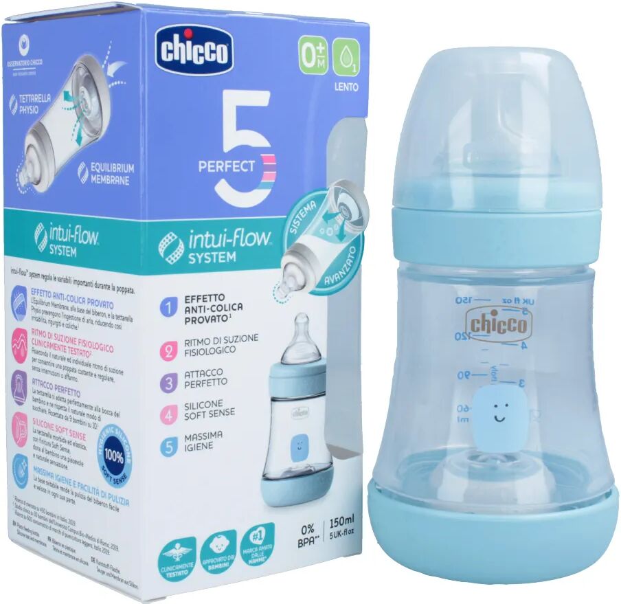 Chicco Biberon Perfect 5 Boy +0 m Flusso Lento 150 ml