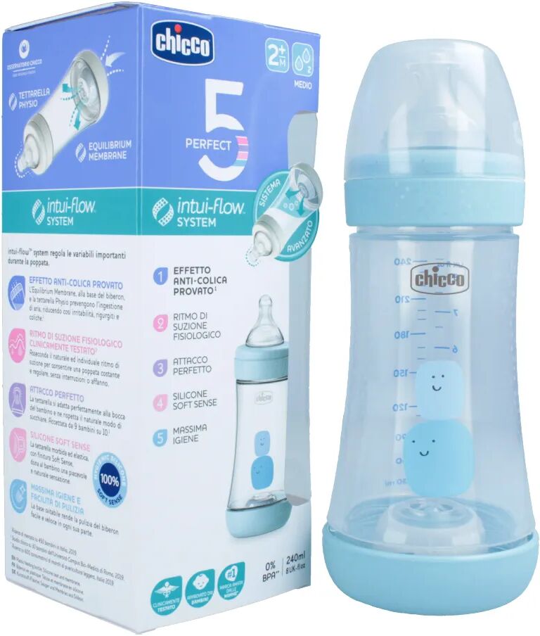 Chicco Biberon Perfect 5 Silicone Flusso Medio Boy +2 mesi 240 ml