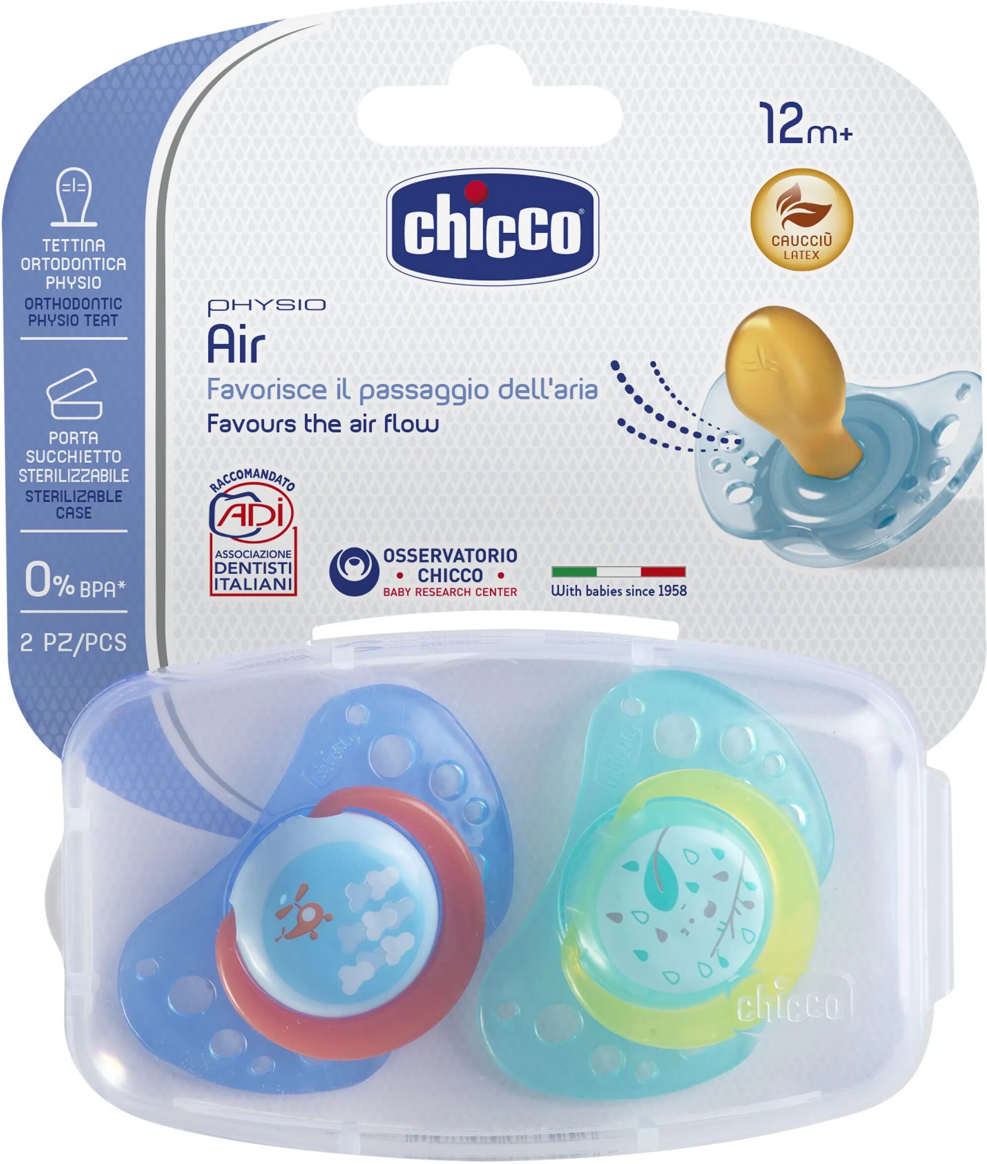 Chicco Physio Air Succhietto Caucciu +12m 2 Pezzi