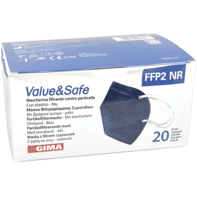 Gima Mascherina FFP2 Senza Valvola per Adulti Colore Blu 20 Mascherine Gima Mascherina FFP2 Senza Valvola per Adulti Colore Blu 20 Mascherine