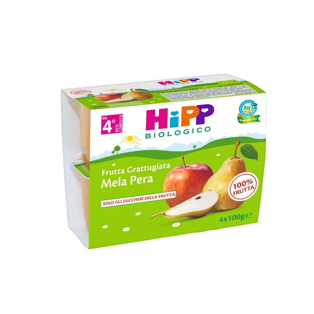 Hipp Biologico Merenda Di Frutta Mela e Pera Grattugiata 4x100g